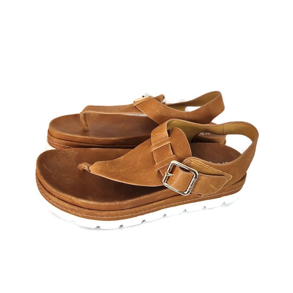 J/Slides NYC Becky Women's Brown Leather Thong Toe Sandal 9.5 - Picture 4 of 5